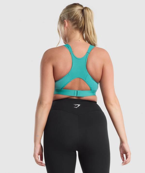 Damske Športové Podprsenky Gymshark Mesh Neckline Tyrkysové | LM2413089